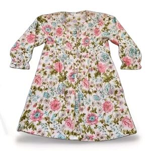 Ella Simone English Rose Robe Size Medium Colors Pink Blue Green White